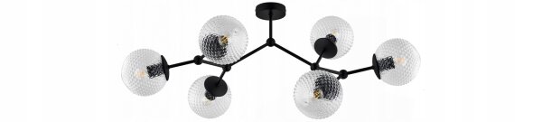 Deckenleuchte 6-flammig Metall Glas E27 L:80 cm Retro Leuchte