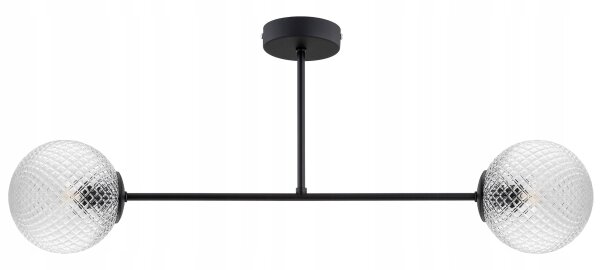 Deckenleuchte Metall Glas Schwarz 2-flammig E27 L:70 cm Leuchte