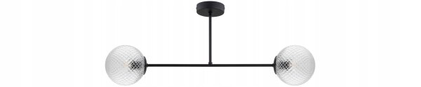 Deckenleuchte Metall Glas Schwarz 2-flammig E27 L:70 cm Leuchte