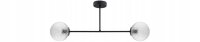 Deckenleuchte Metall Glas Schwarz 2-flammig E27 L:70 cm