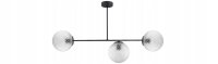 Deckenleuchte 3-flammig Glas Metall Schwarz E27 L:80 cm