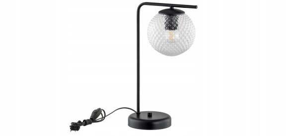 Tischlampe Glas Metall Schwarz E27 H:38 cm wohnlich Leuchte