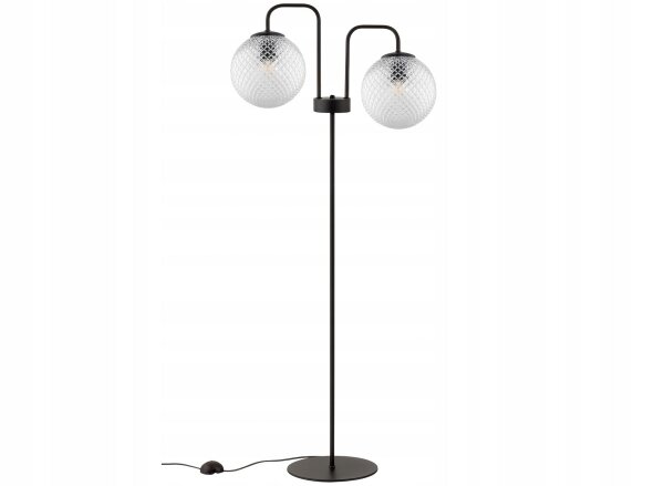 Stehleuchte Glas Metall Schwarz 2-flammig E27 150 cm Leuchte
