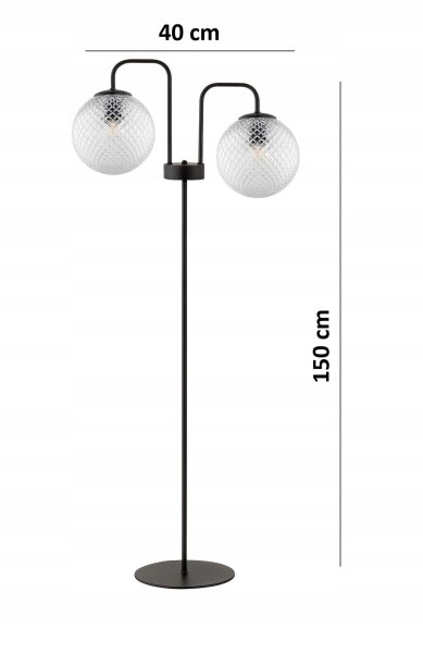 Stehleuchte Glas Metall Schwarz 2-flammig E27 150 cm Leuchte