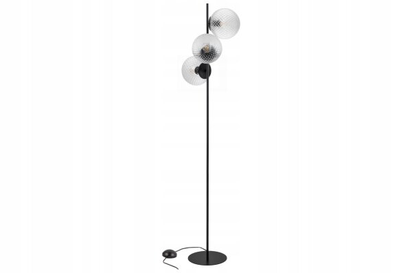 Stehleuchte Glas Metall Schwarz 3-flammig E27 160 cm Leuchte
