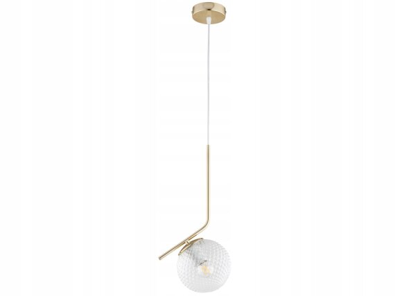 Hängelampe Retro Schirm Glas Metall Gold E27 B:15 cm Leuchte