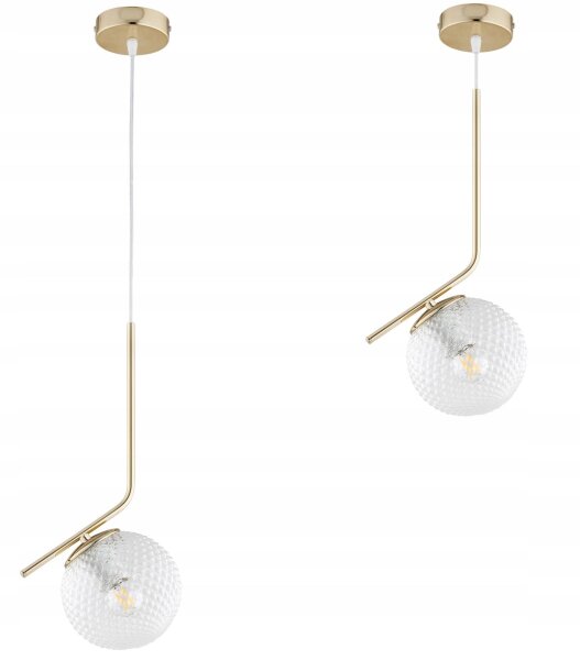 Hängelampe Retro Schirm Glas Metall Gold E27 B:15 cm Leuchte