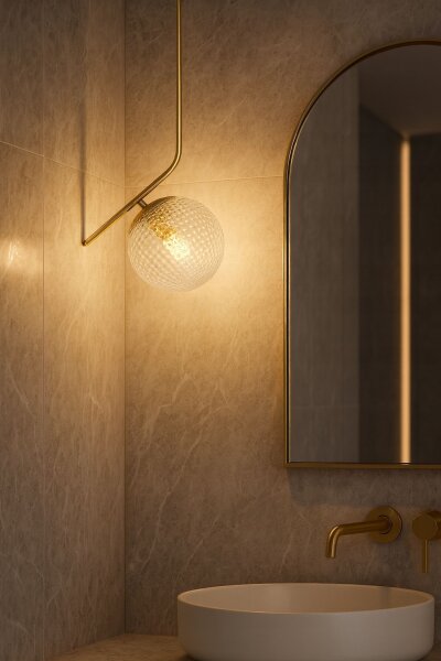 Hängelampe Retro Schirm Glas Metall Gold E27 B:15 cm Leuchte