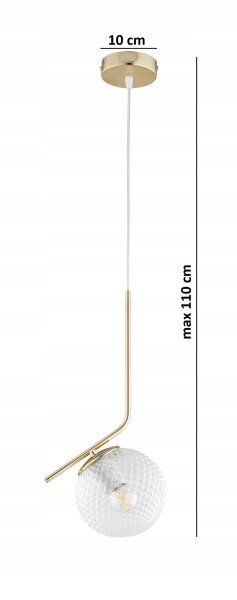 Hängelampe Retro Schirm Glas Metall Gold E27 B:15 cm Leuchte