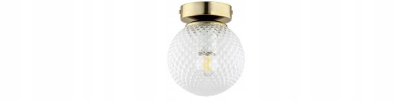 Deckenleuchte Retro Glas Metall Gold E27 Ø15 cm rund Leuchte
