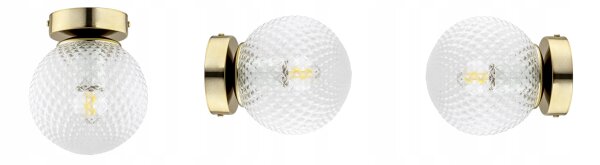 Deckenleuchte Retro Glas Metall Gold E27 Ø15 cm rund Leuchte