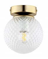 Deckenleuchte Retro Glas Metall Gold E27 &Oslash;15 cm rund