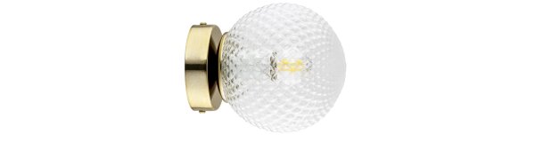 Wandleuchte Retro Glas Schirm Metall Gold E27 L:15 cm Leuchte