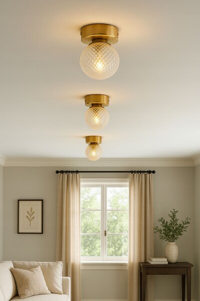 Wandleuchte Retro Glas Schirm Metall Gold E27 L:15 cm Leuchte