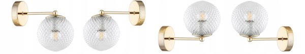 Wandlampe Retro Schirm Glas Metall Gold E27 T:20 cm Leuchte