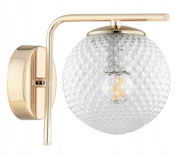 Wandleuchte Glas Schirm Metall Gold E27 T:15 cm Retro Leuchte