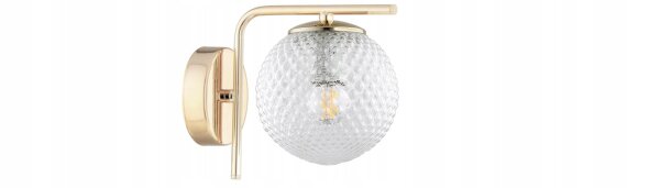 Wandleuchte Glas Schirm Metall Gold E27 T:15 cm Retro Leuchte
