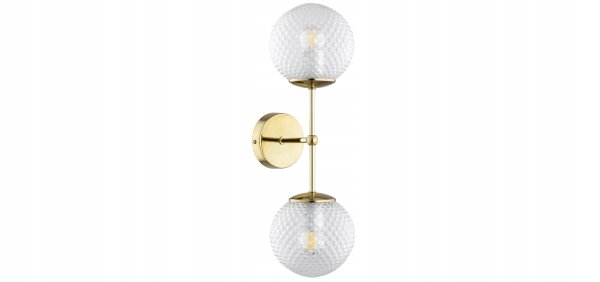 Wandlampe Up Down Retro Glas Metall Gold E27 H:40 cm Leuchte