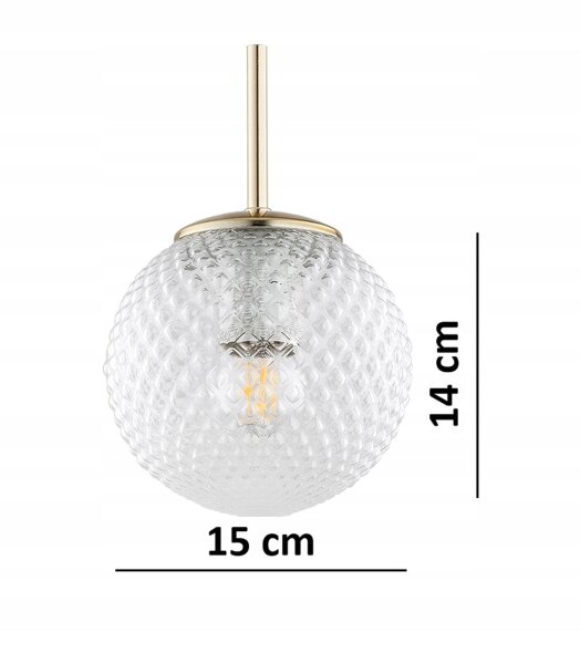 Wandlampe Up Down Retro Glas Metall Gold E27 H:40 cm Leuchte