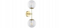 Wandlampe Up Down Retro Glas Metall Gold E27 H:40 cm
