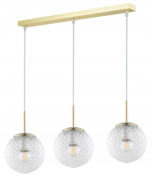 Pendelleuchte 3-flammig Glas Metall Gold E27 60 cm Leuchte