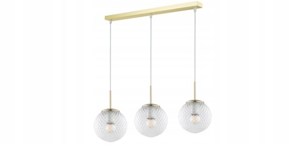 Pendelleuchte 3-flammig Glas Metall Gold E27 60 cm Leuchte