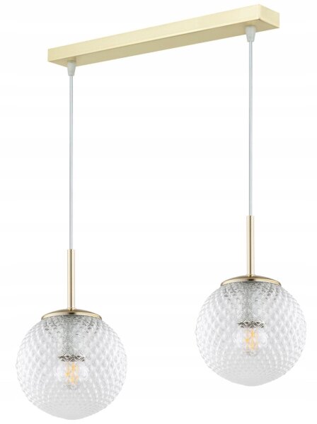 Pendelleuchte 2-flammig Glas Metall Gold E27 40 cm Leuchte