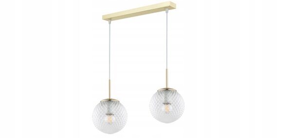 Pendelleuchte 2-flammig Glas Metall Gold E27 40 cm Leuchte