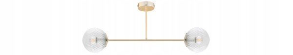 Deckenlampe Glas Metall Gold 2-flammig E27 70 cm Retro Leuchte