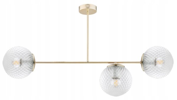 Deckenleuchte 3-flammig Glas Gold E27 80 cm Retro Leuchte