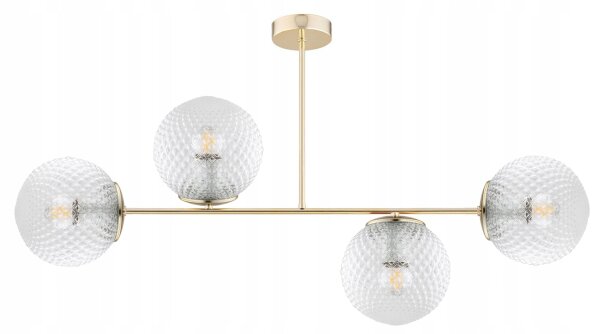 Deckenleuchte 4-flammig Glas Metall Gold E27 80 cm Leuchte