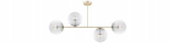 Deckenleuchte 4-flammig Glas Metall Gold E27 80 cm Leuchte