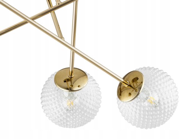 Deckenleuchte 6-flammig Gold Metall Glas E27 B:70 cm