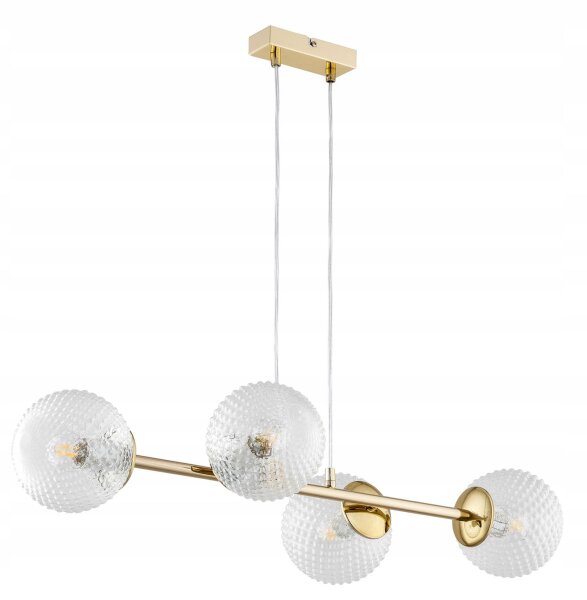 Pendelleuchte 4-flammig Glas Metall Gold E27 L:15 cm Leuchte
