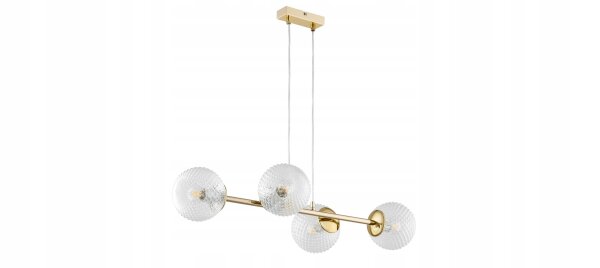 Pendelleuchte 4-flammig Glas Metall Gold E27 L:15 cm Leuchte