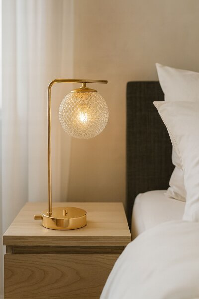 Tischleuchte Retro Metall Glas Metall Gold E27 38 cm Leuchte