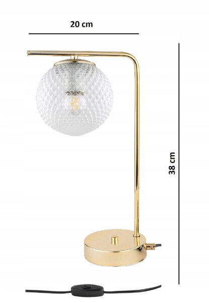 Tischleuchte Retro Metall Glas Metall Gold E27 38 cm Leuchte