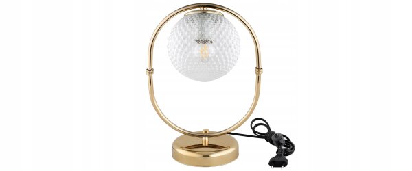 Tischleuchte Retro Glas Metall Gold E27 35 cm Retro Leuchte