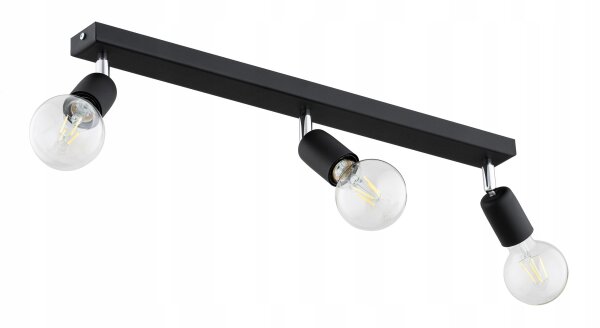 Deckenspot flexibel Schwarz E27 3-flammig L:60 cm Retro Leuchte