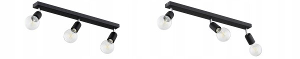 Deckenspot flexibel Schwarz E27 3-flammig L:60 cm Retro Leuchte