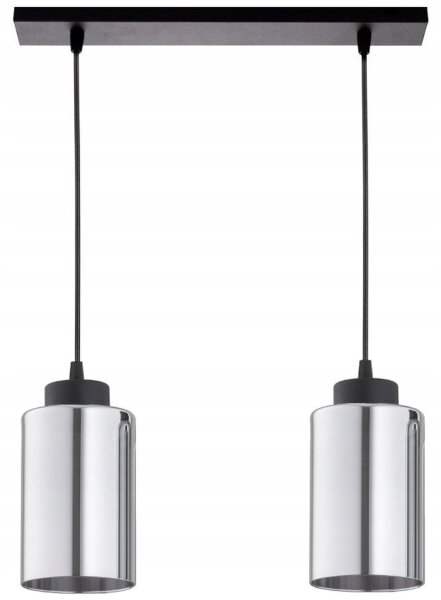 Pendelleuchte 2-flammig Metall Schwarz Silber E27 40 cm Leuchte