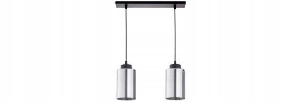 Pendelleuchte 2-flammig Metall Schwarz Silber E27 40 cm Leuchte