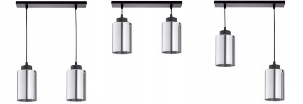 Pendelleuchte 2-flammig Metall Schwarz Silber E27 40 cm Leuchte