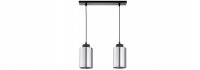 Pendelleuchte 2-flammig Metall Schwarz Silber E27 40 cm