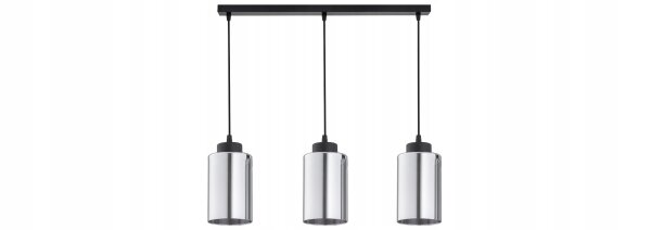 Hängelampe 3-flammig Schwarz Silber Metall E27 60 cm Leuchte