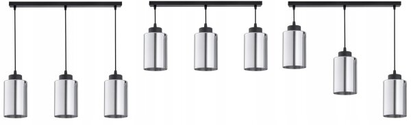Hängelampe 3-flammig Schwarz Silber Metall E27 60 cm Leuchte