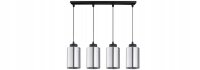 Pendelleuchte 4-flammig Schwarz Silber E27 L:60 cm