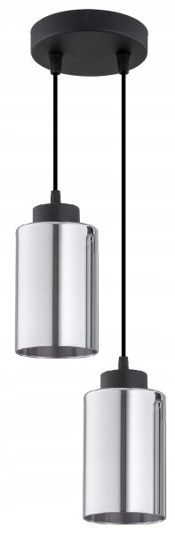 Pendelleuchte 2-flammig Silber Metall E27 L:12 cm rund Leuchte