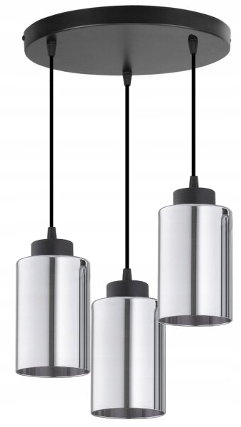 Pendelleuchte 3-flammig Schwarz Silber E27 B:30 cm Leuchte