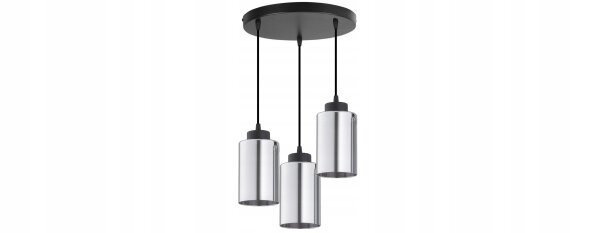 Pendelleuchte 3-flammig Schwarz Silber E27 B:30 cm Leuchte